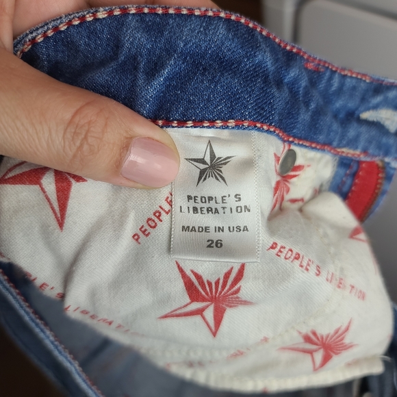 people's liberation women's stretch denim shorts size 26 blue - Picture 10 of 12